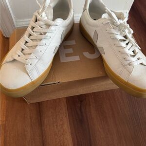Veja White and Gray Sneakers with Tan Sole